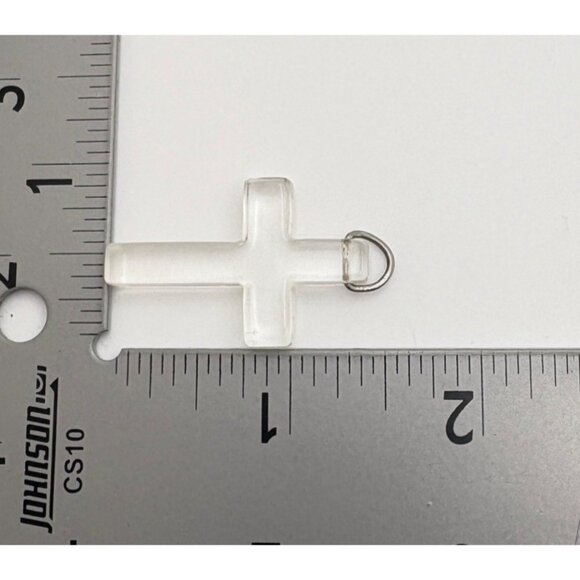 Cross Pendant Clear Acrylic Charm With Metal Loop - Picture 2 of 6